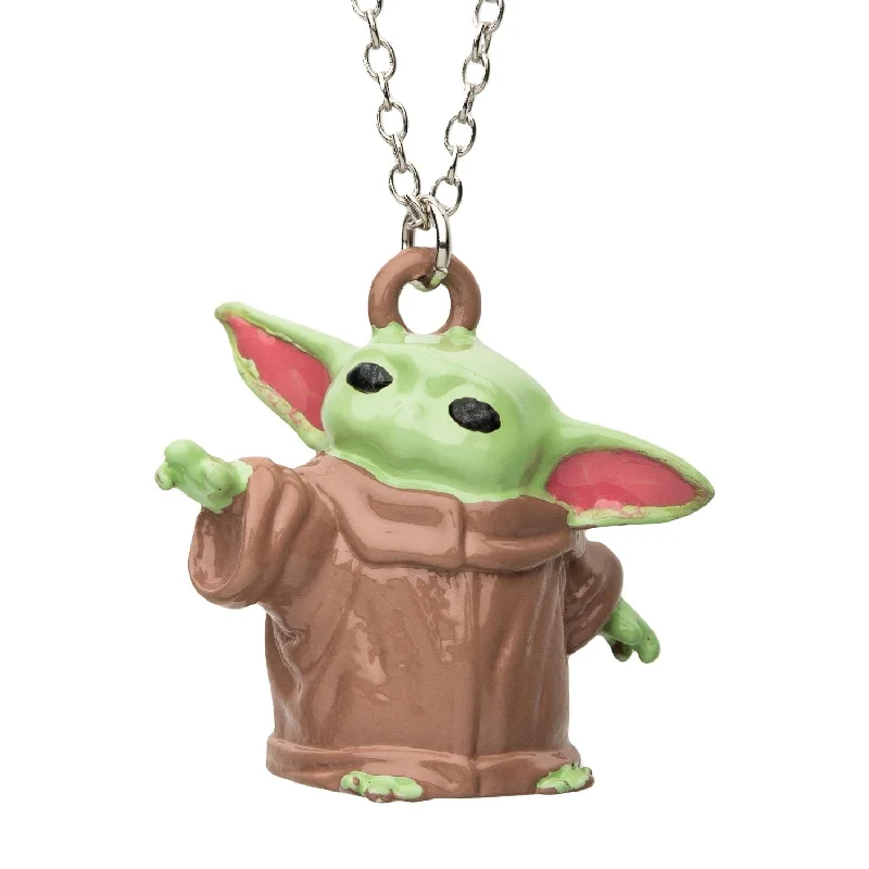 gold chain necklace with custom pendant for women-Silver-tone Base Metal 20-inch Star Wars Baby Yoda Pendant