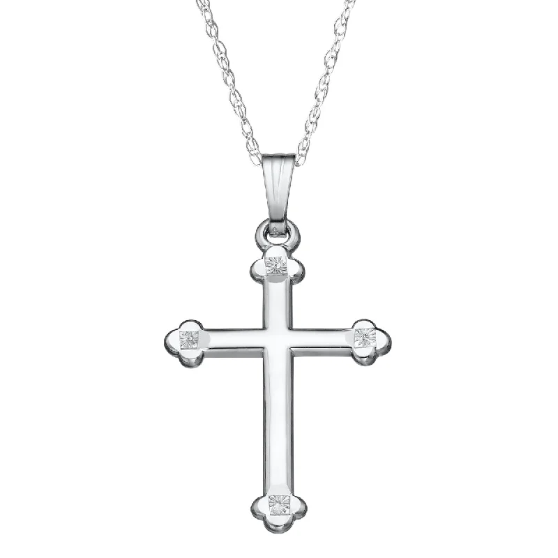 personalized silver charm pendant necklace for bridesmaids-Sterling Silver 18-inch Cross Pendant