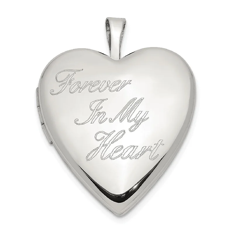 silver pendant necklace with family birthstone engraving-Engravable Sterling Silver Heart Locket Forever In My Heart Pendant