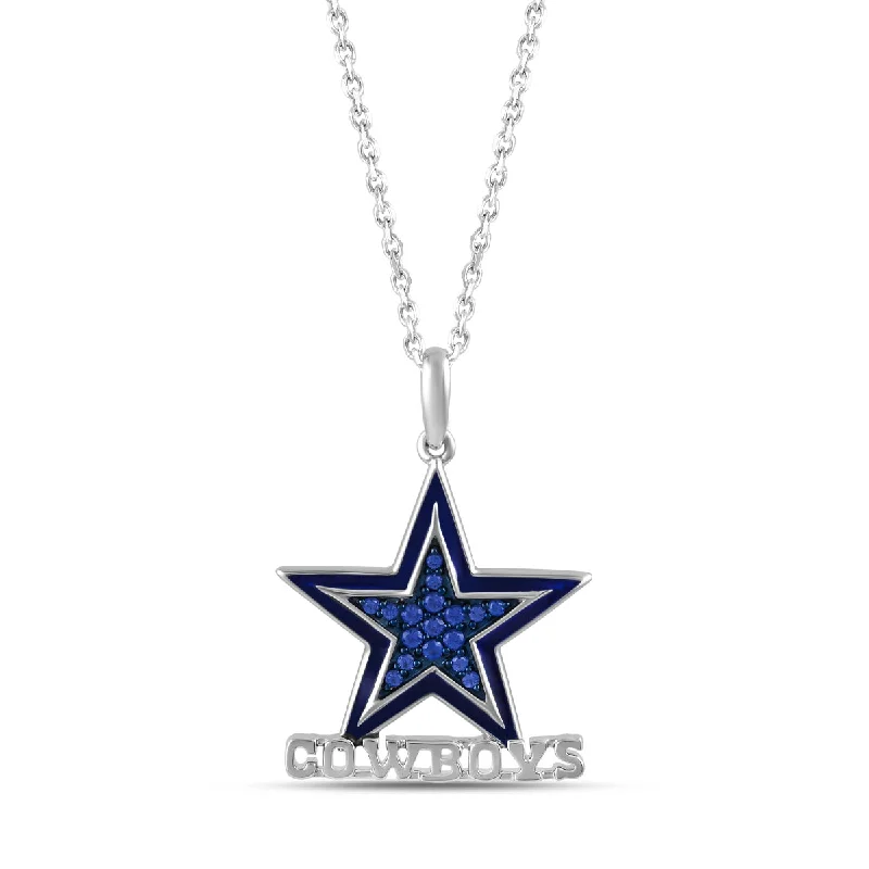 custom pendant necklace with engraving for father’s day-True Fans Fine Jewelry Dallas Cowboys 18-inch Pendant in Sterling Silver