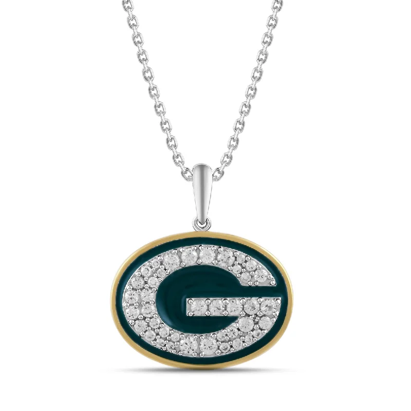 personalized pendant necklace with photo and initials for her-True Fans Fine Jewelry Green Bay Packers 18-inch Pendant in Sterling Silver