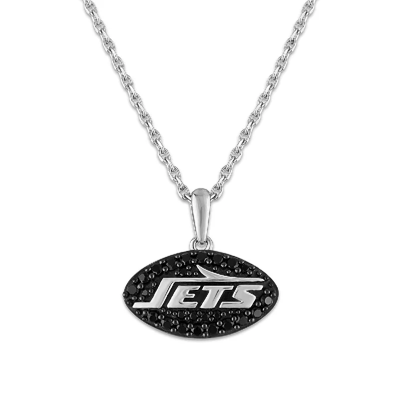 personalized letter pendant necklace for wedding gift-True Fans Fine Jewelry New York Jets 18-inch Pendant in Sterling Silver