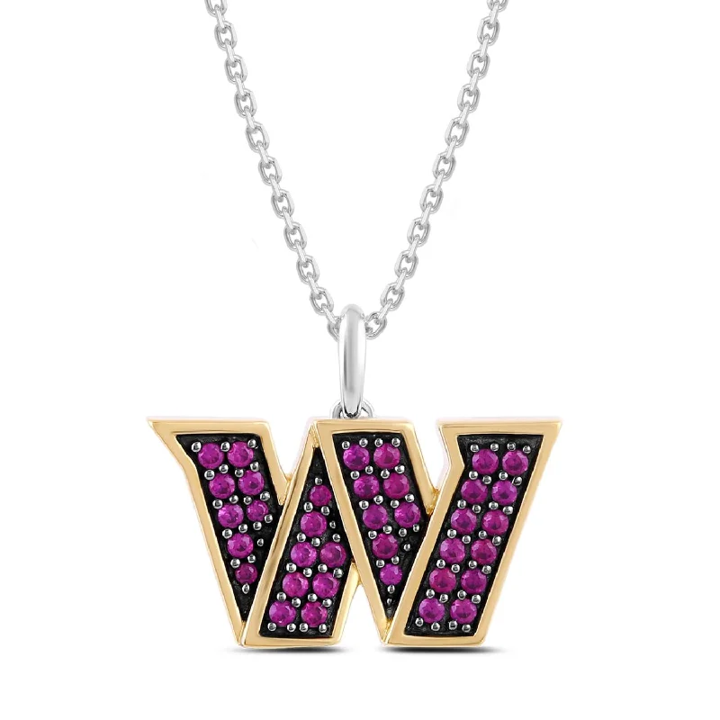 gold pendant necklace with initials for men-True Fans Fine Jewelry Washington Commanders 18-inch Pendant in Sterling Silver