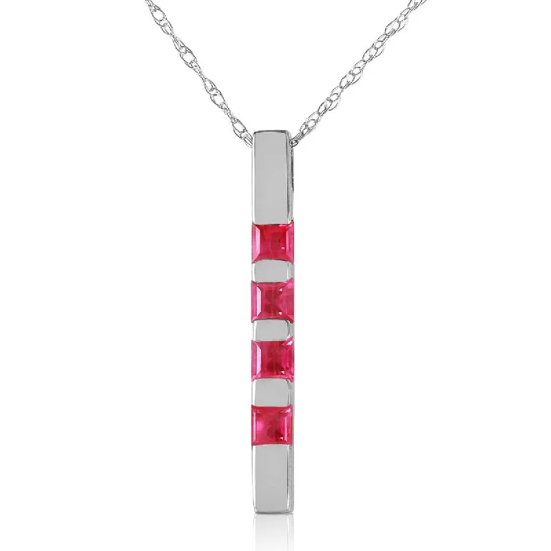 gold pendant necklace for girlfriend with initials engraving-0.35 Carat 14K Solid White Gold Necklace Bar Natural Ruby