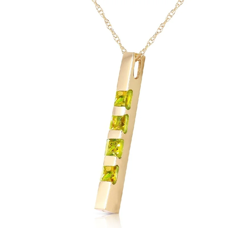 personalized letter pendant necklace for wedding gift-0.35 CTW 14K Solid Gold Necklace Bar Natural Peridot