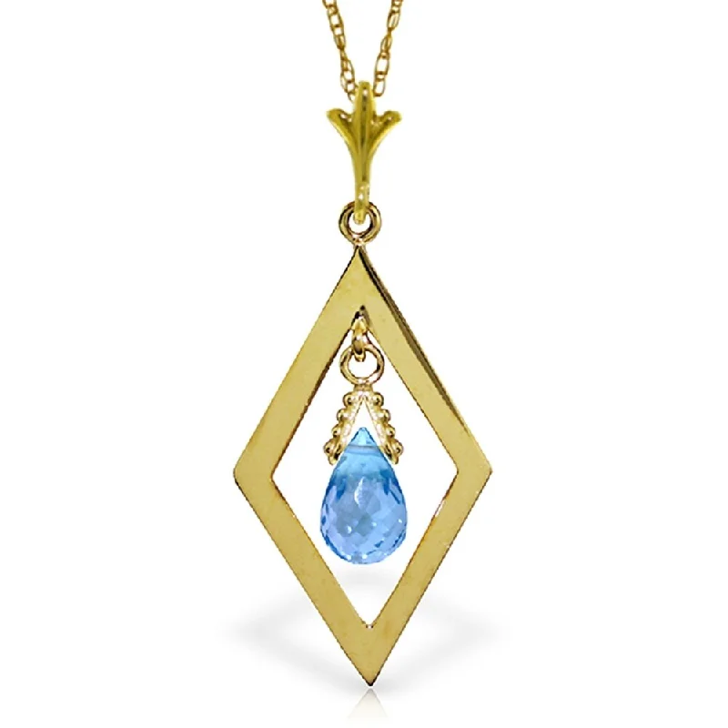 gold pendant necklace with name and birthstone for her-0.7 Carat 14K Gold Carlitta Blue Topaz Necklace