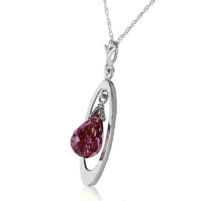 silver pendant necklace with custom engraving for daughter-0.7 Carat 14K Solid White Gold Life's Pleasure Amethyst Necklace