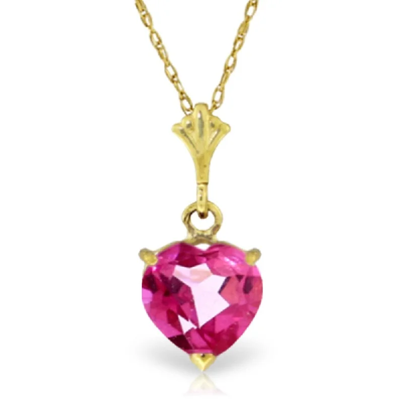 custom pendant necklace with photo for couples-1.15 Carat 14K Gold Pink Topaz Necklace