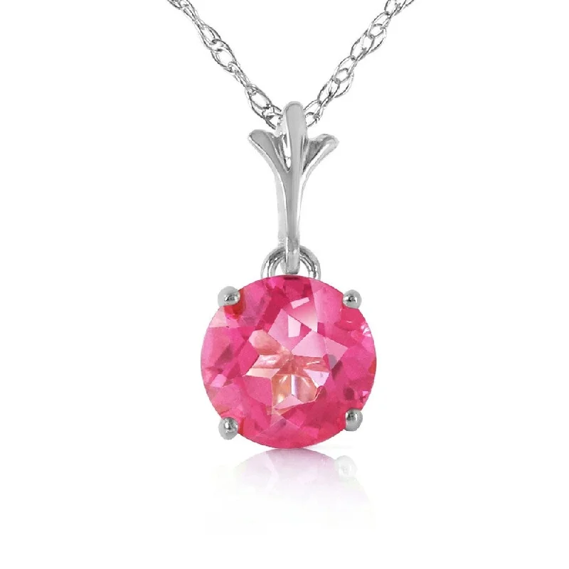 gold pendant necklace for mom with custom engraving-1.15 Carat 14K Solid White Gold Question Yourself Pink Topaz Necklace