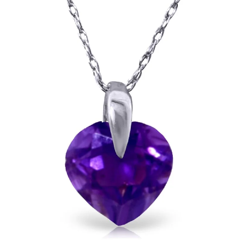 engraved pendant necklace for sister with gemstone-1.15 Carat 14K White Gold Joy Makes Sounds Amethyst Necklace