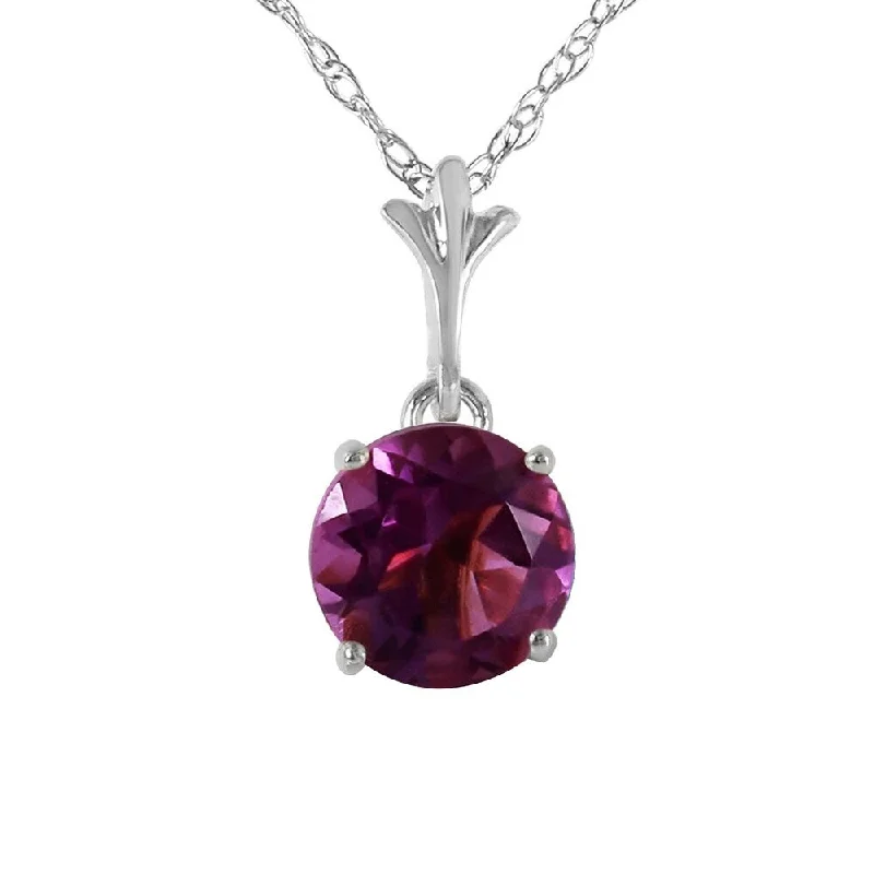 custom pendant necklace for couples with personalized text-1.15 Carat 14K White Gold Moist Darkness Amethyst Necklace