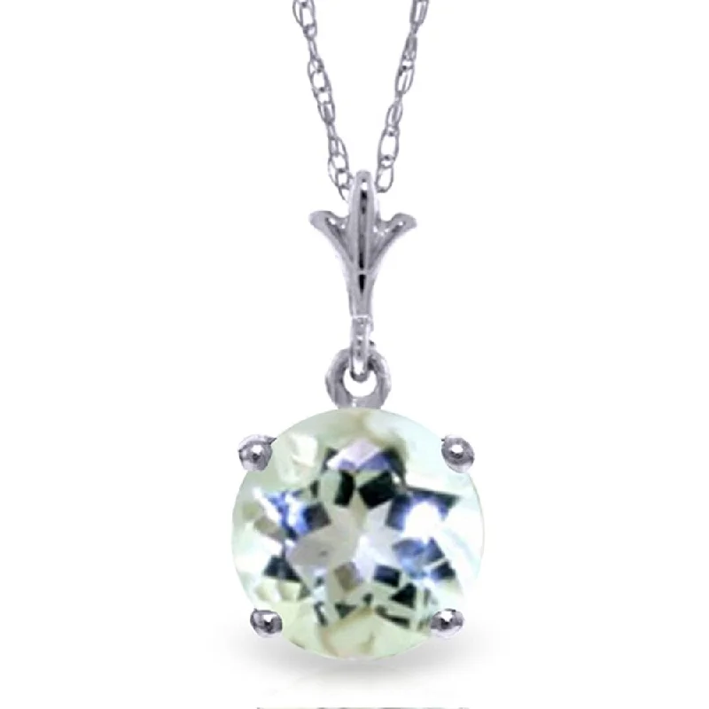 personalized pendant necklace with gemstone charm for men-1.15 Carat 14K White Gold Solutions Aquamarine Necklace