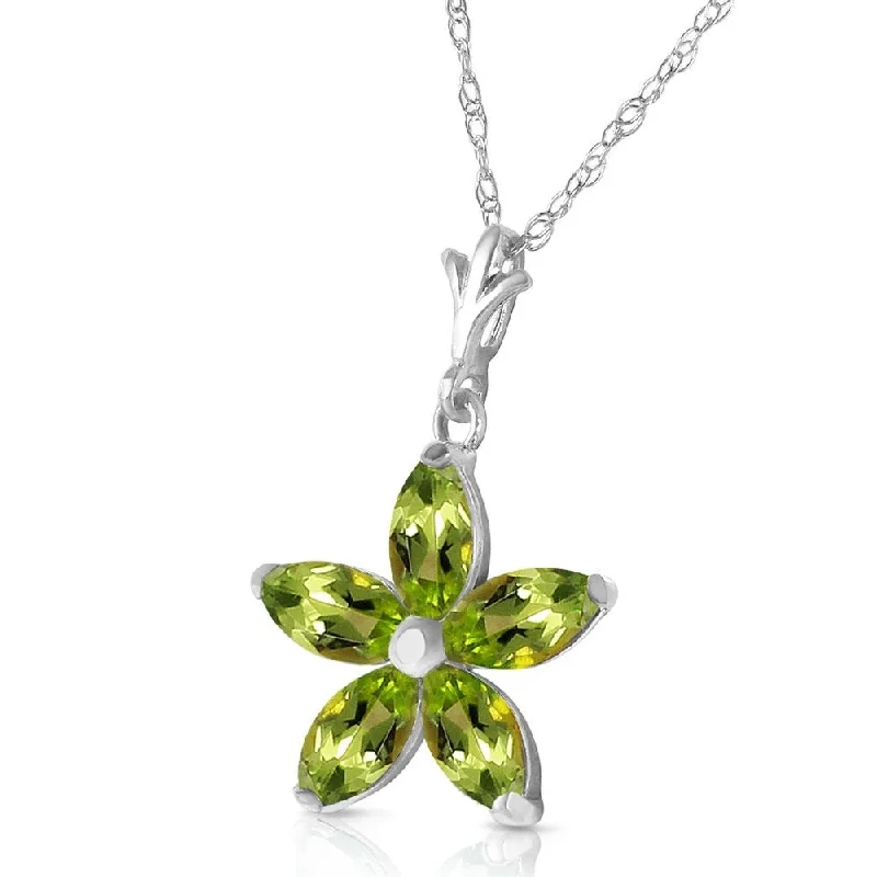 custom pendant necklace for mom with family initials-1.4 Carat 14K Solid White Gold La Vie Peridot Necklace