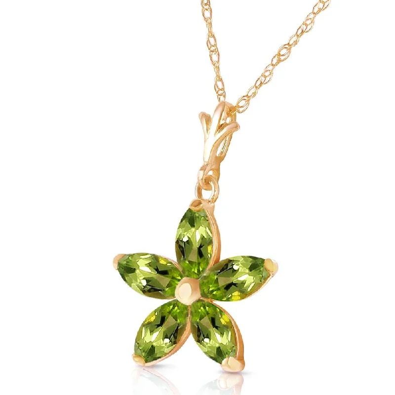 personalized heart-shaped pendant necklace for best friend-1.4 CTW 14K Solid Gold Virtue Peridot Necklace