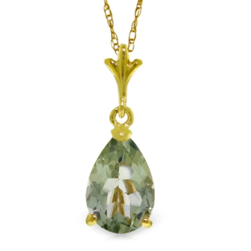 custom pendant necklace for anniversary with birthstone-1.5 Carat 14K Gold New England Green Amethyst Necklace