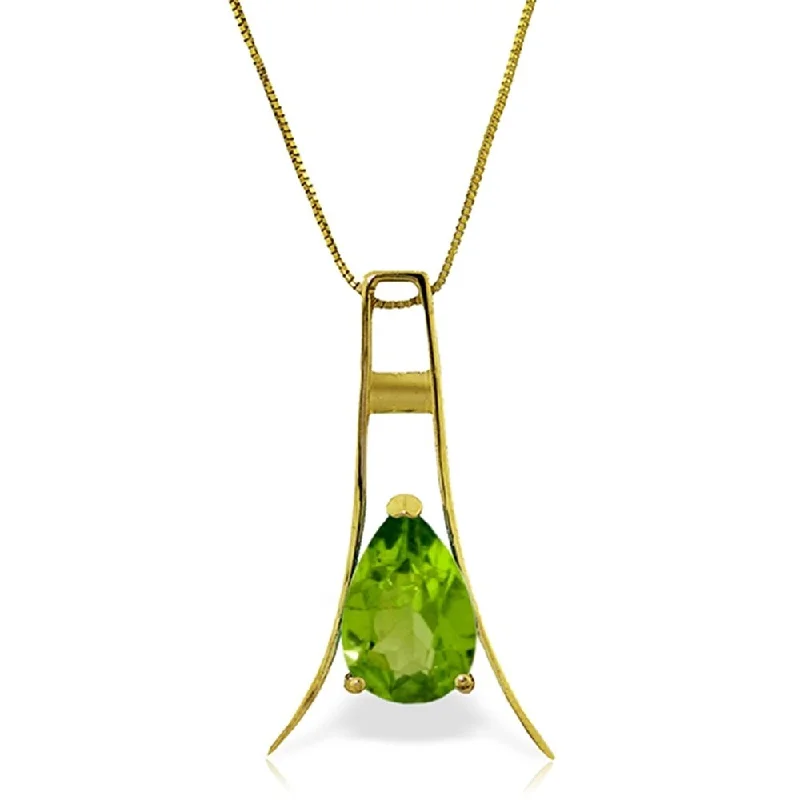 personalized pendant necklace with gemstone for her birthday-1.5 Carat 14K Gold September in Paris Peridot Necklace