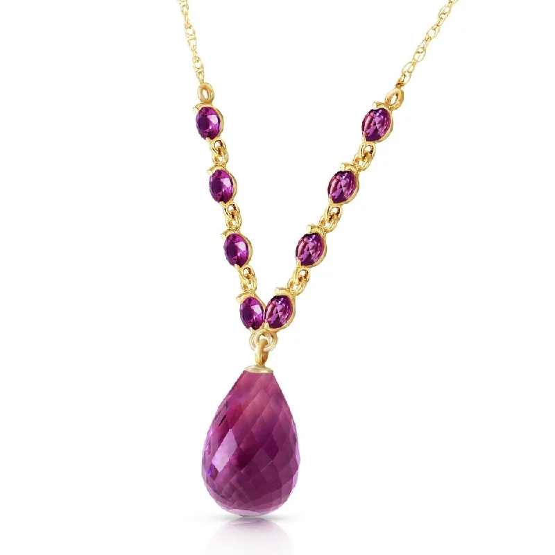 silver pendant necklace for family with personalized engraving-11.5 Carat 14K Solid Gold This Is Right Amethyst Necklace