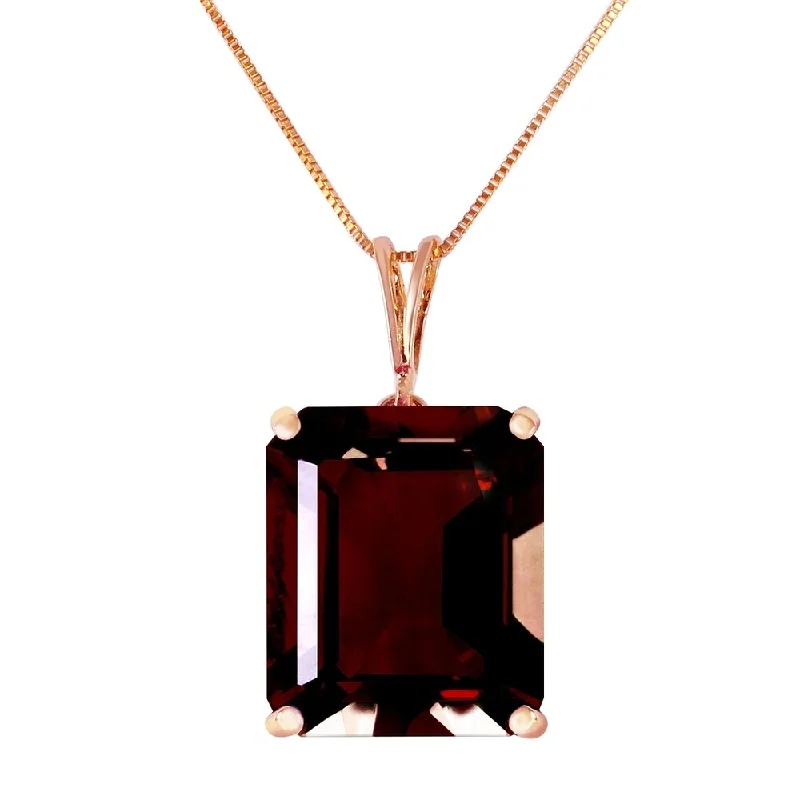 silver heart-shaped pendant necklace for anniversary gift-14K Rose Gold Necklace w/ Octagon Garnet