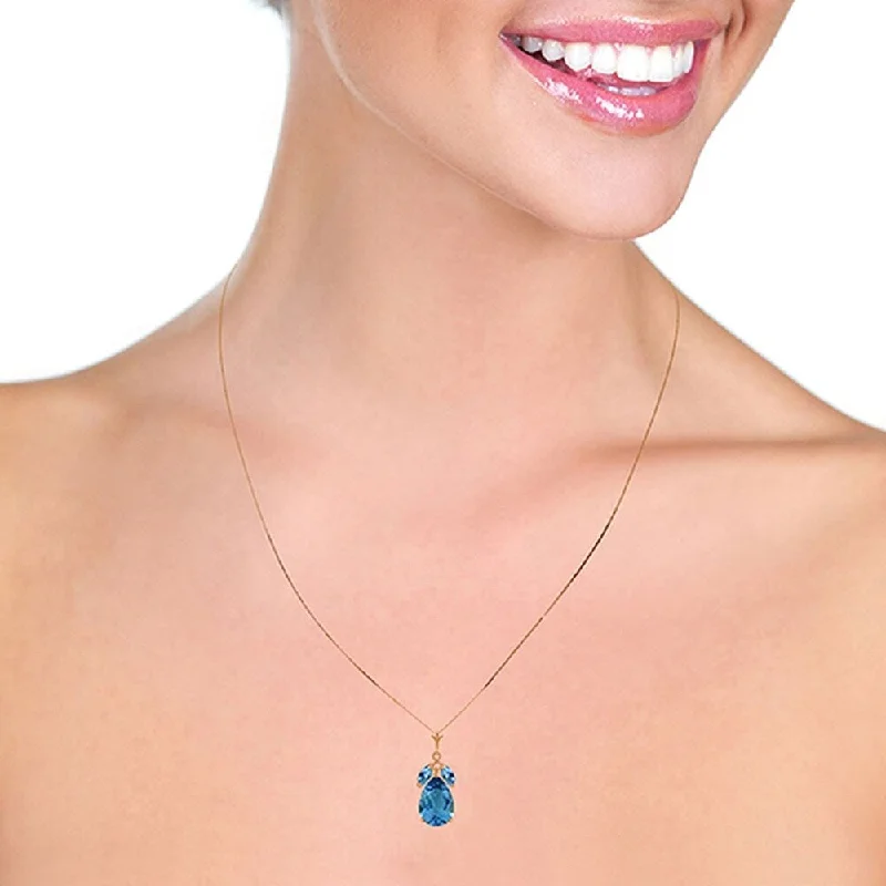 personalized infinity pendant necklace with family initials-14K Solid Rose Gold Necklace with Natural Blue Topaz