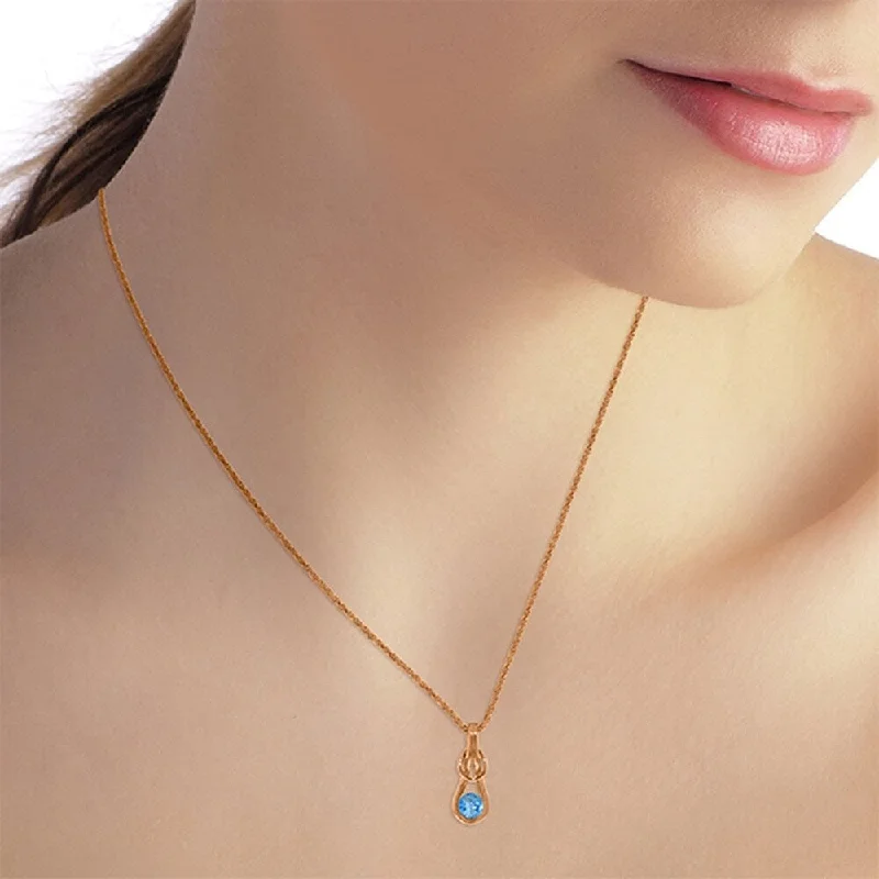 custom pendant necklace for anniversary with engraved names-14K Solid Rose Gold Necklace with Natural Blue Topaz