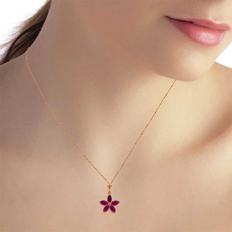 silver pendant necklace for dad with custom engraving-14K Solid Rose Gold Necklace with Natural Rubies 18" Inches