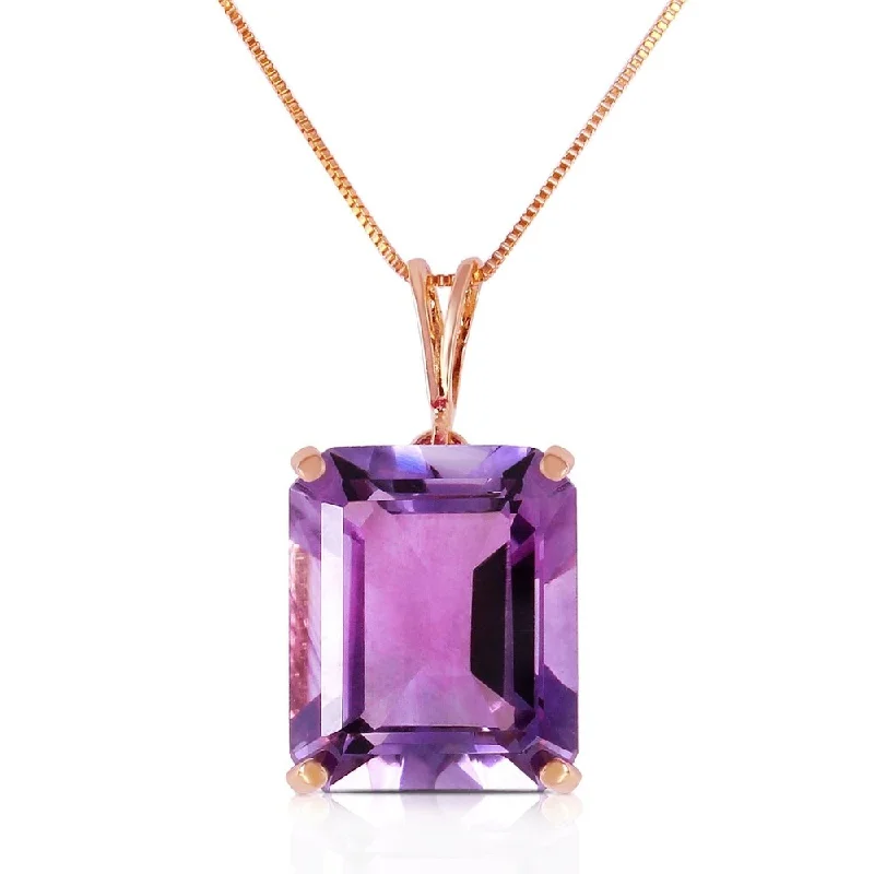 custom engraved name necklace for her-14K Solid Rose Gold Necklace with Octagon Purple Amethyst