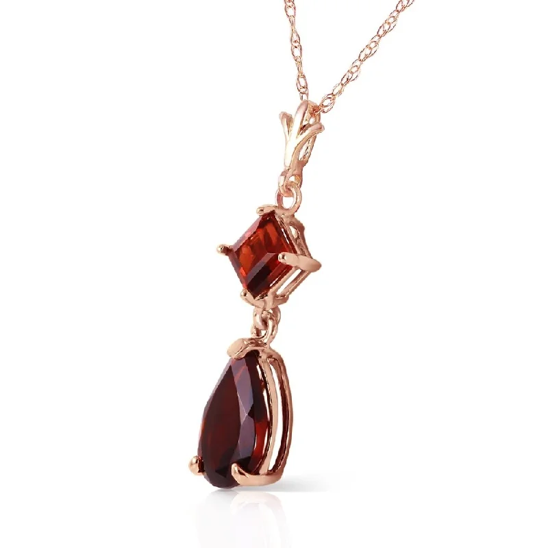 silver crystal pendant necklace for her with message-2 CTW 14K Solid Rose Gold Laughter Garnet Necklace