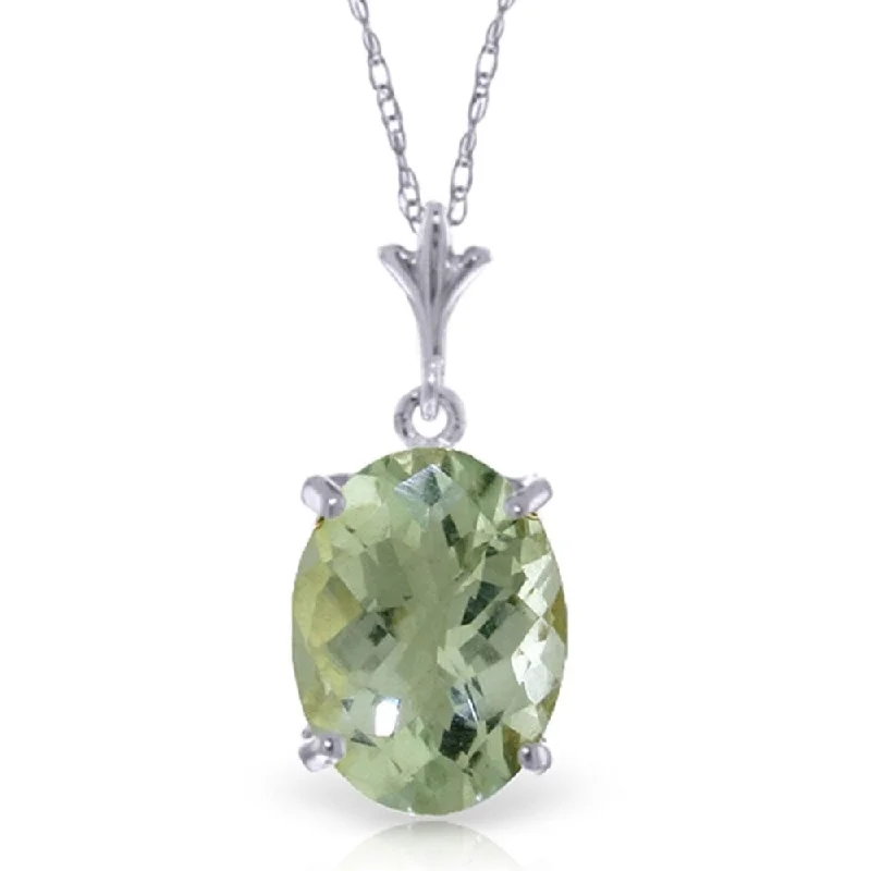 custom name bar necklace with birthstone-3.2 Carat 14K White Gold Starting Now Green Amethyst Necklace