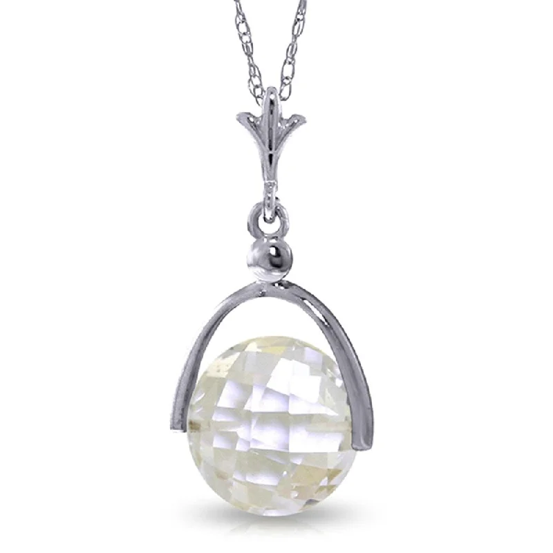 personalized pendant necklace with initials for mother-3.65 Carat 14K White Gold Necklace Checkerboard Cut White Topaz