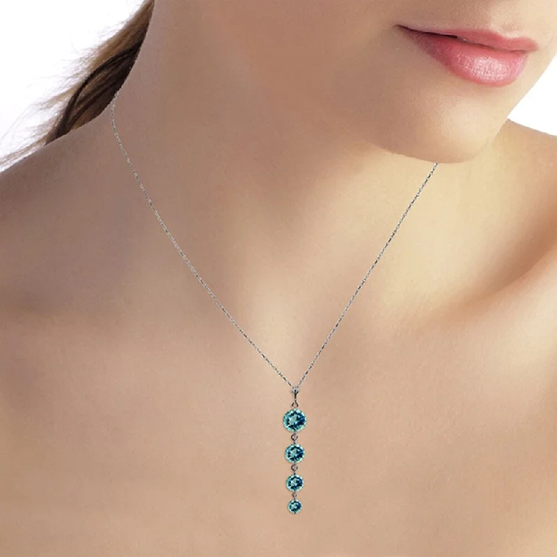 personalized silver bar necklace with message-3.9 Carat 14K White Gold Here Again Blue Topaz Necklace