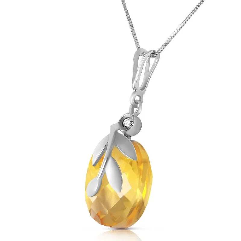 personalized pendant necklace with photo and initials for her-5.32 Carat 14K Solid White Gold Necklace Checkerboard Cut Citrine Diamond