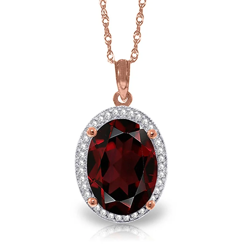 silver heart-shaped pendant necklace for anniversary gift-6.23 Carat 14K Solid Gold Loren Garnet Diamond Gemstone Necklace