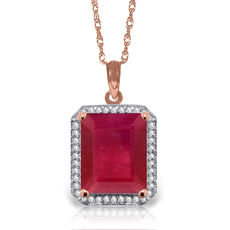 silver pendant necklace for best friend with message-7.45 Carat 14K Solid Gold Gemstone Necklace Natural Diamond Ruby