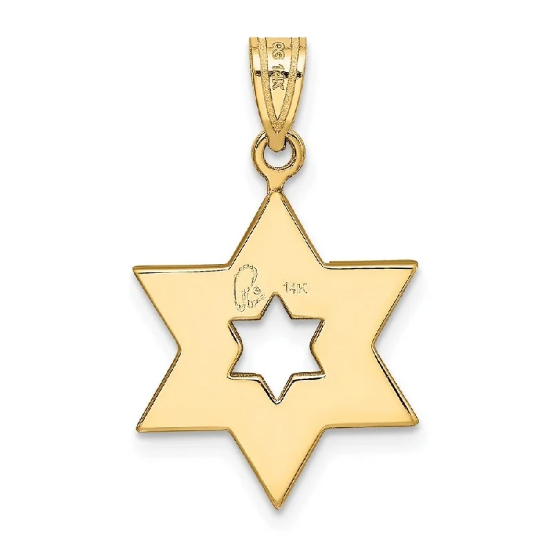 personalized pendant necklace with meaningful quote for mom-Diamond2Deal 14K Two-Tone Gold Star Of David Pendant (L- 0.99 Inch, W- 0.63 Inch)