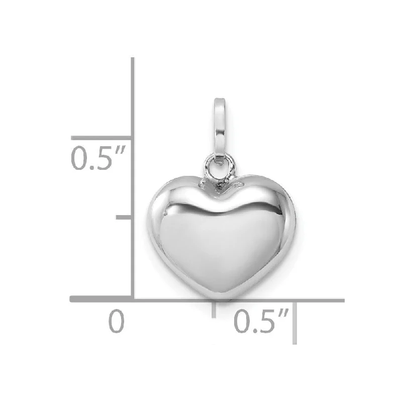 personalized pendant necklace for women with engraving-Diamond2Deal 14K White Gold Puffed Heart Pendant (L- 15 mm, W- 12 mm)