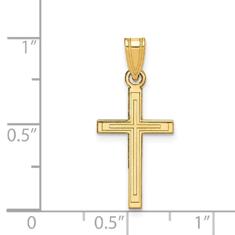 gold pendant necklace with custom engraving for men-Diamond2Deal 14K Yellow Gold Cross Pendant (L- 25 mm, W- 12 mm)