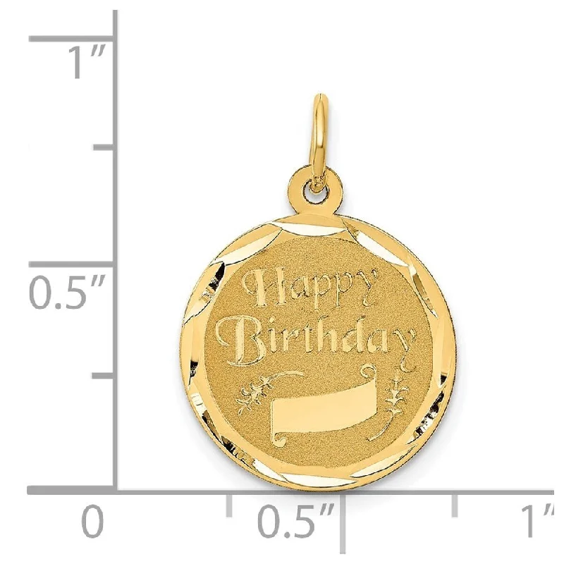 personalized pendant necklace with photo and initials for her-Diamond2Deal 14K Yellow Gold Happy Birthday Pendant (L- 23 mm, W- 16 mm)