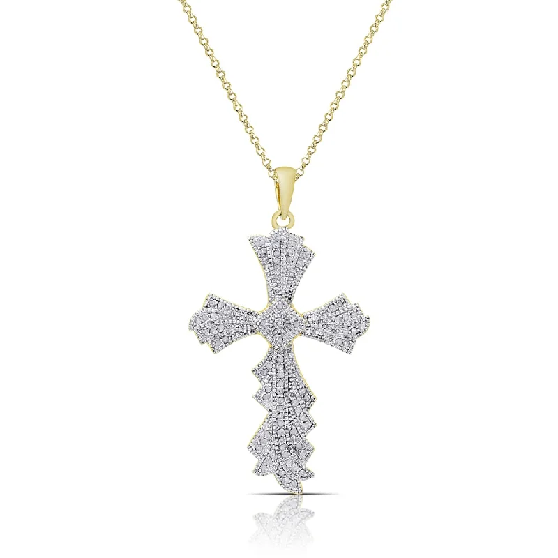 engraved pendant necklace for sister with gemstone-Finesque Gold over Sterling Silver 1/2ct TDW Diamond Cross Necklace