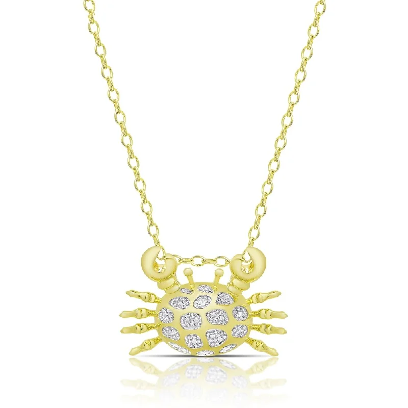 personalized pendant necklace for friend with initials-Finesque Gold Overlay Diamond Accent Crab Design Necklace