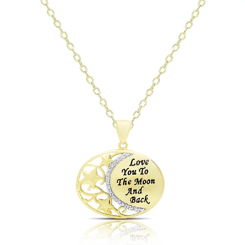 personalized pendant necklace with engraved name for kids-Finesque Gold Overlay Diamond Accent 'Love You To The Moon and Back' Necklace