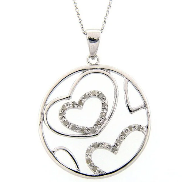 silver pendant necklace with custom engraving for daughter-Finesque Sterling Silver 1/4ct TDW Diamond Heart Necklace (J-K, I3)