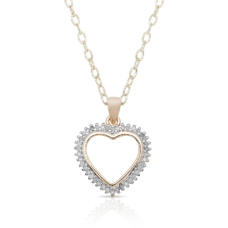 custom pendant necklace for mom with kids' names-Finesque Sterling Silver 1/4ct TDW Diamond Heart Pendant Necklace