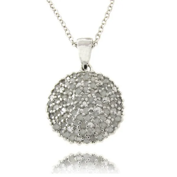 custom silver pendant necklace with meaningful message-Finesque Sterling Silver 1ct TDW Diamond Dome Necklace