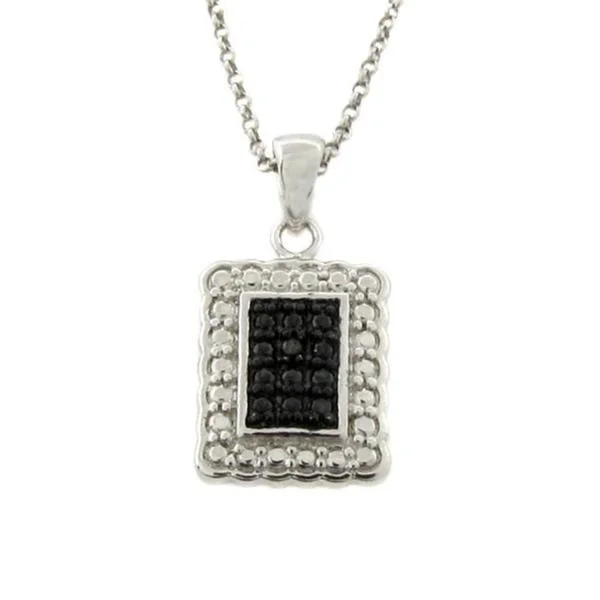 personalized letter pendant necklace for family members-Finesque Sterling Silver Black Diamond Accent Rectangle Necklace