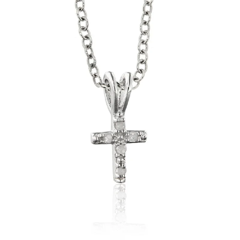 personalized pendant necklace for couples with custom engraving-Finesque Sterling Silver Diamond Accent Cross Necklace