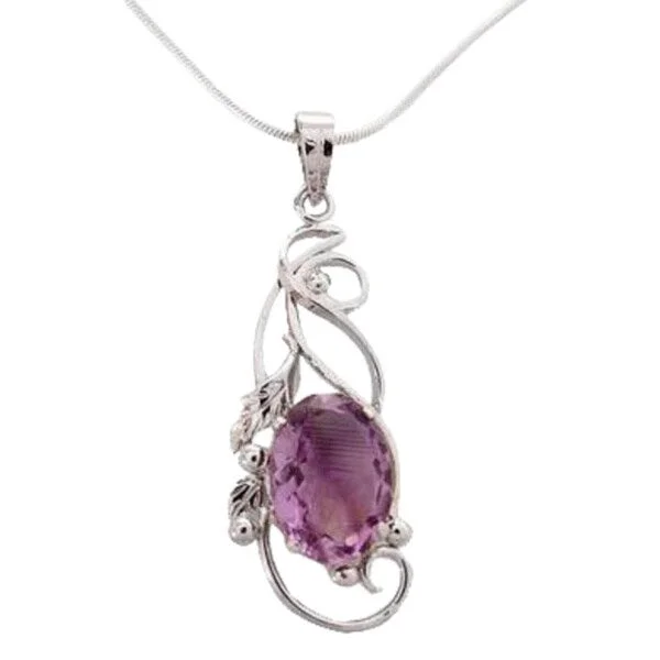 custom pendant necklace with custom initials for her-Handmade Sterling Silver 'Delhi Lilac' Amethyst Necklace (India)