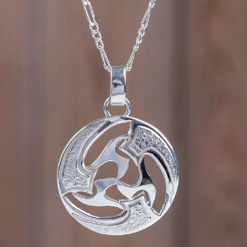 silver custom nameplate pendant necklace for women-Handmade Sterling Silver 'Universe in Motion' Necklace (Peru)