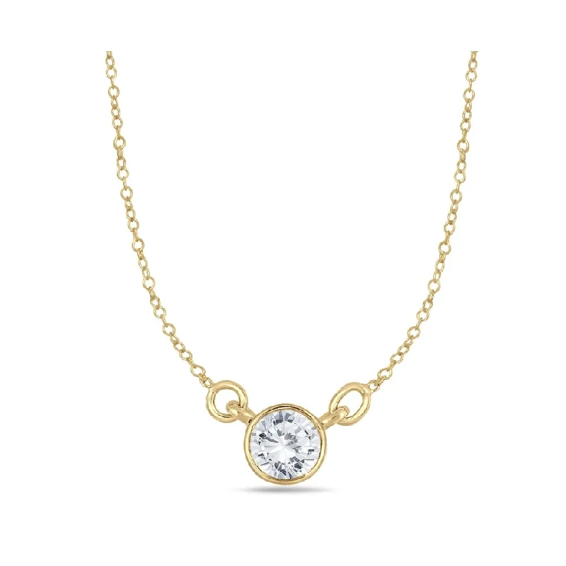 personalized letter pendant necklace for family members-Marquee 1/2 Carat Diamond Bezel Pendant in 14K Yellow Gold