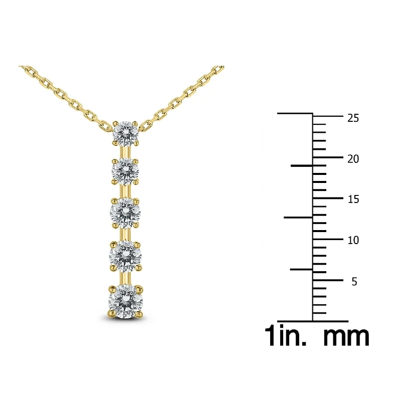 custom crystal charm pendant necklace for men-Marquee 1/2 Carat TW Diamond Journey Pendant in 14K Yellow Gold