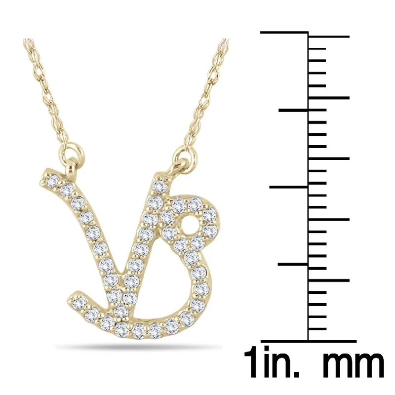 custom pendant necklace with engraved initials for family-Marquee 1/3 Carat TW Diamond Capricorn Zodiac Pendant 10K Yellow Gold